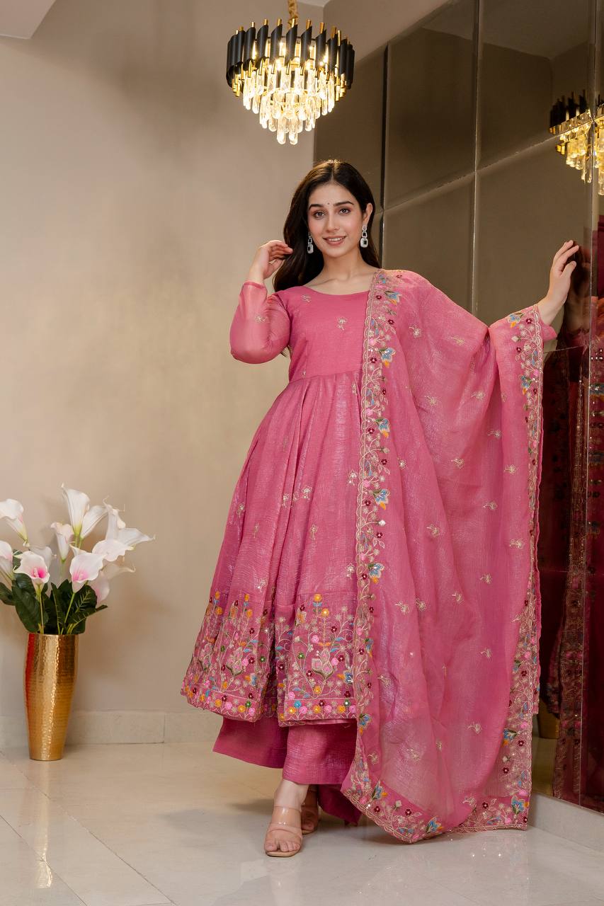 Saloni - TD Soft Crunchy silk Top Bottom suit set
