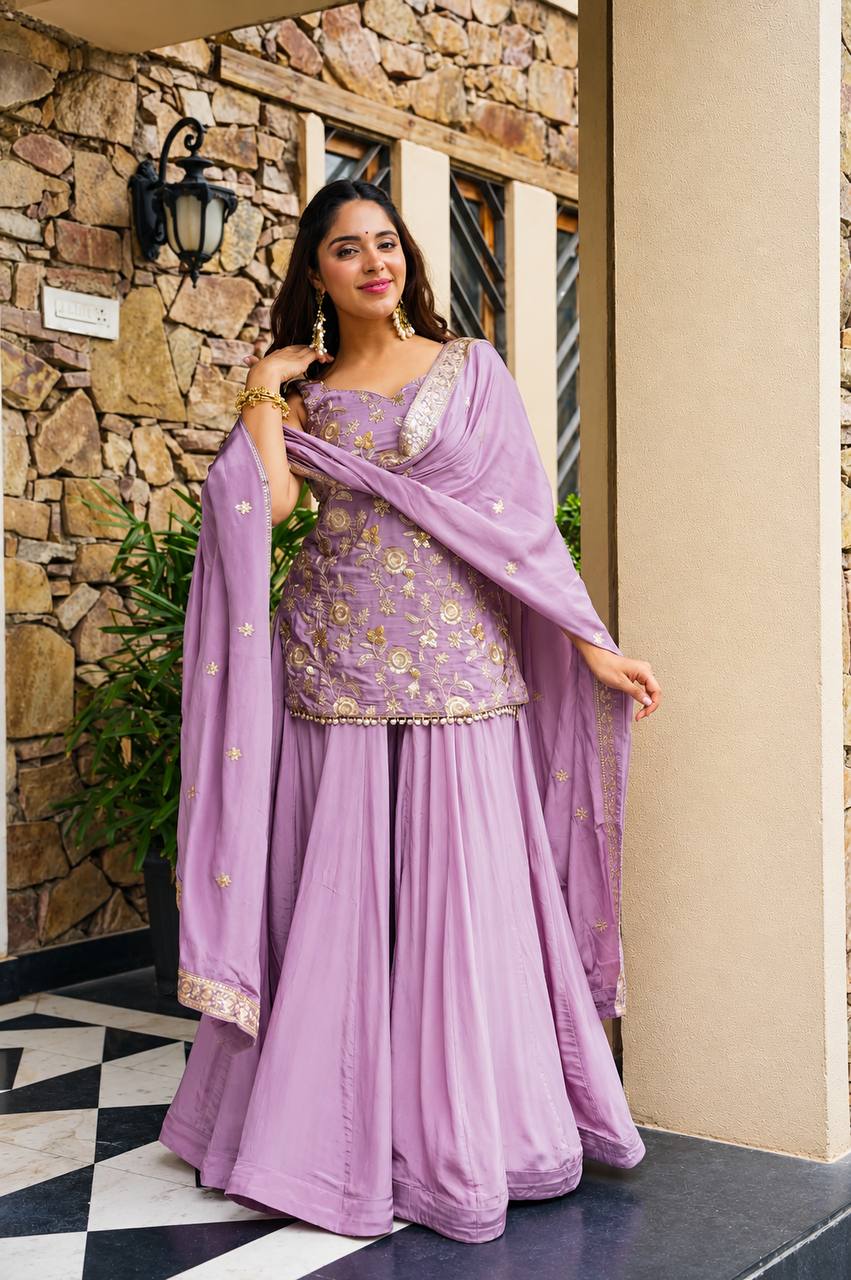Jisha - TD Diamond Silk Top Sharara set