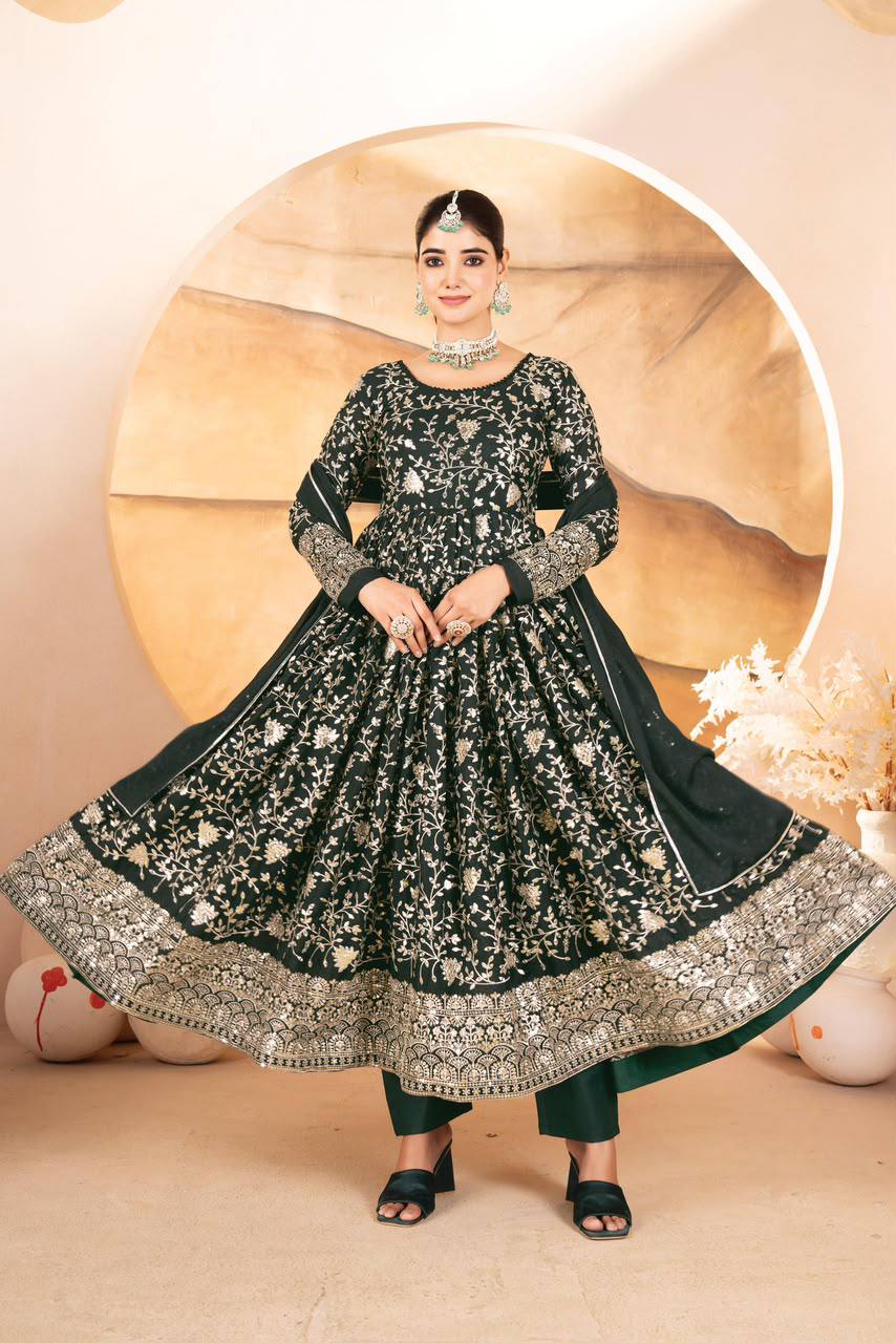 Jonisha - TD Georgette Multi tread Anarkali suit set