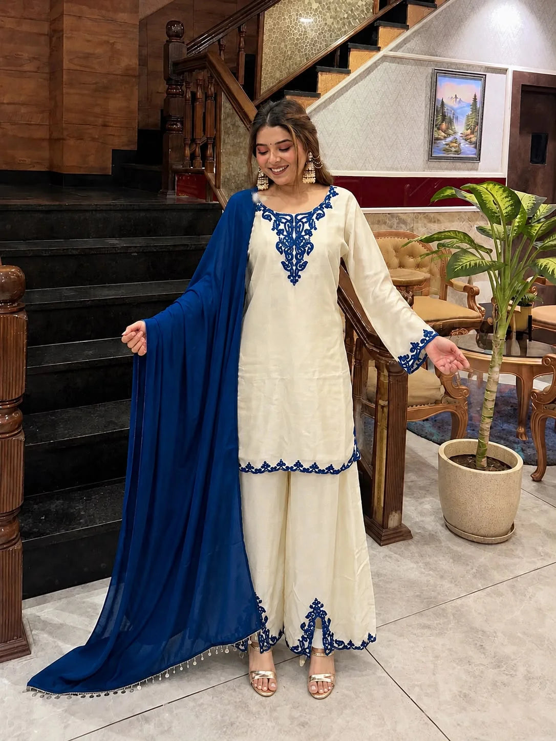 Chitra - HK Elegant pure Jarman Chinon suit set