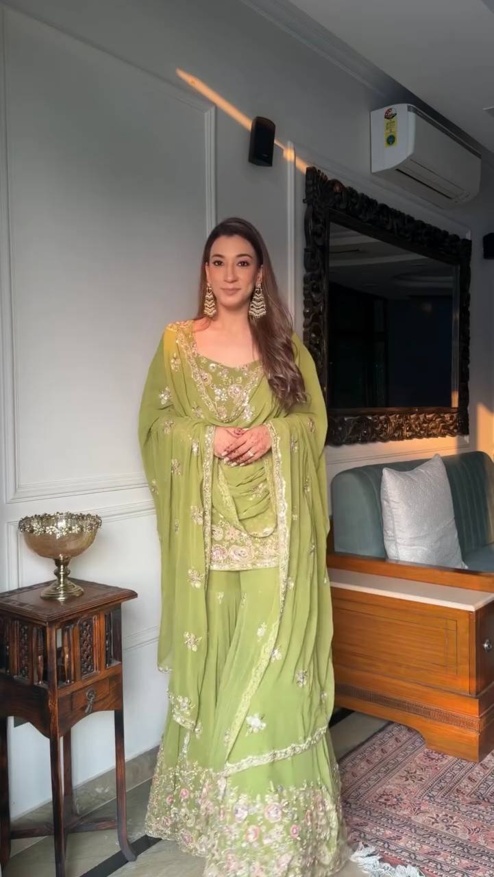 Viaana-SR Heavy Faux Georgette Sharara pair