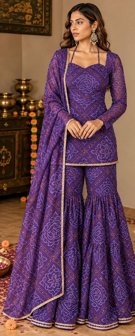Arishfa - MC Elegant Sharara Digital Print Faux Georgette Set