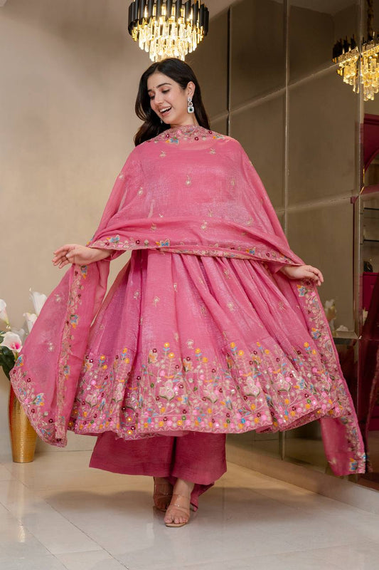Saloni - TD Soft Crunchy silk Top Bottom suit set