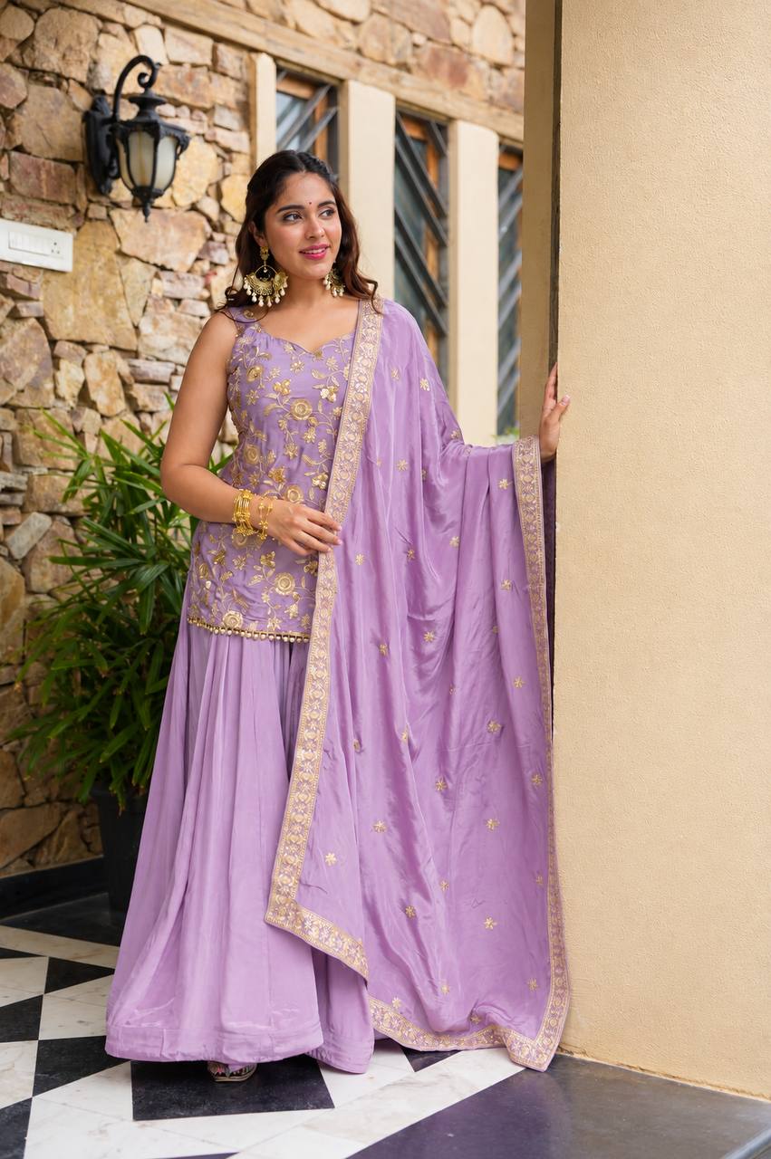 Jisha - TD Diamond Silk Top Sharara set