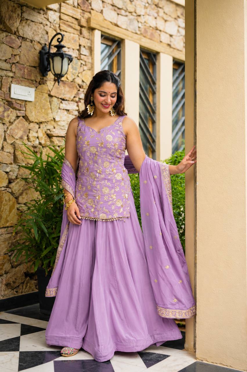 Jisha - TD Diamond Silk Top Sharara set