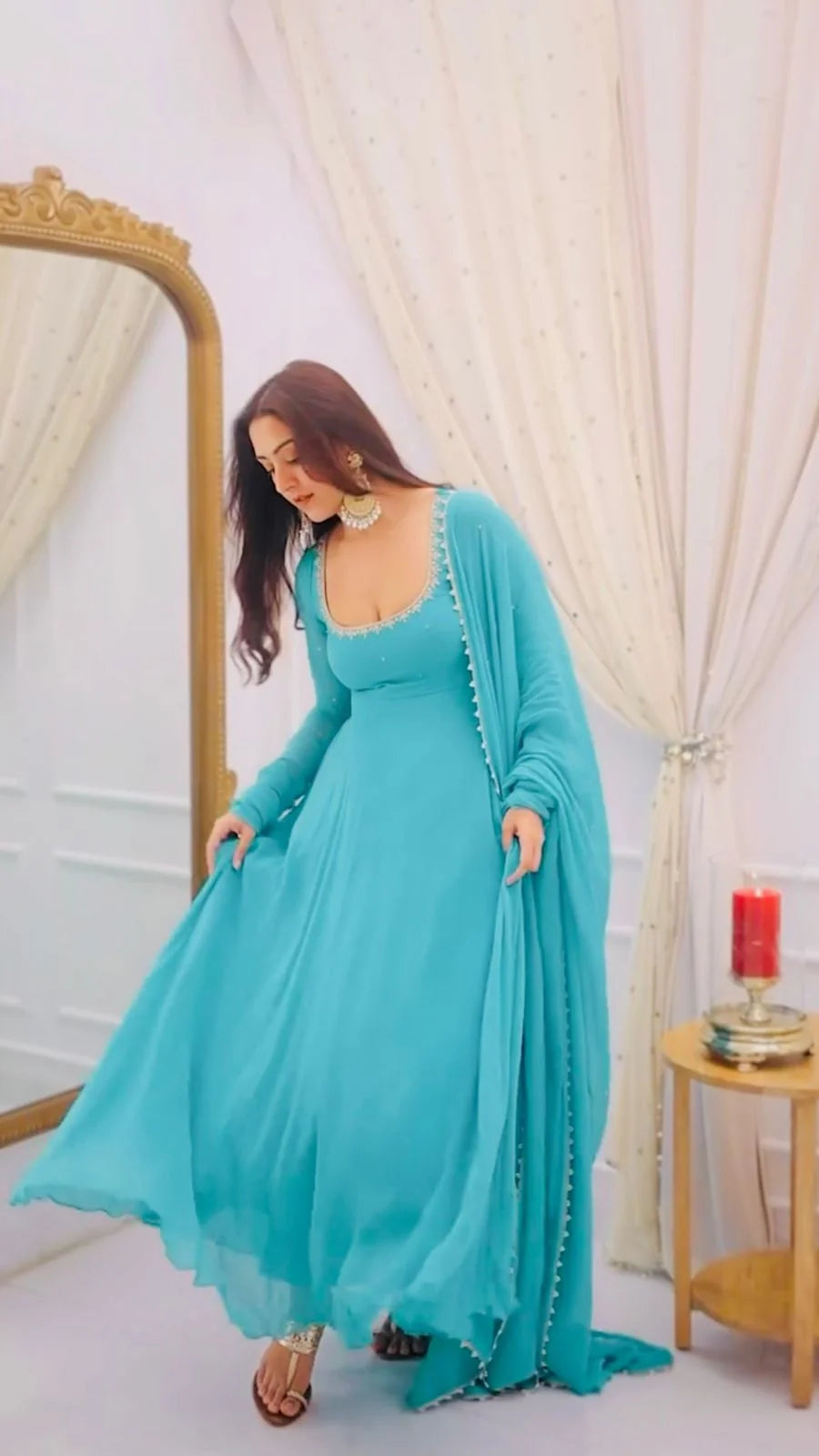 Pooja-SRK Faux Georgette Long kurti set