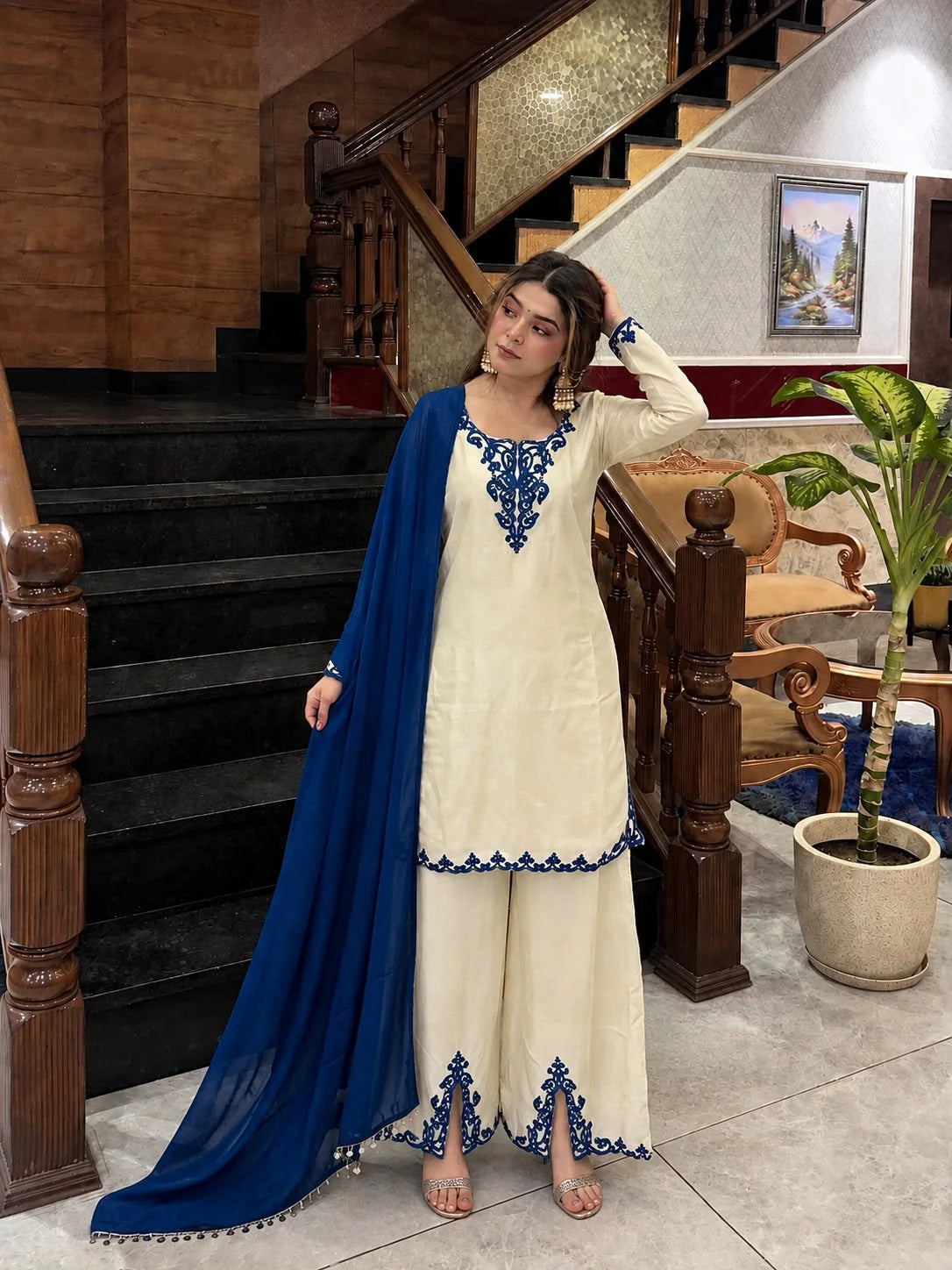 Chitra - HK Elegant pure Jarman Chinon suit set