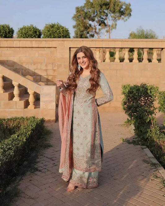 FAUX GEORGETTE KURTA SET-Dhaaga