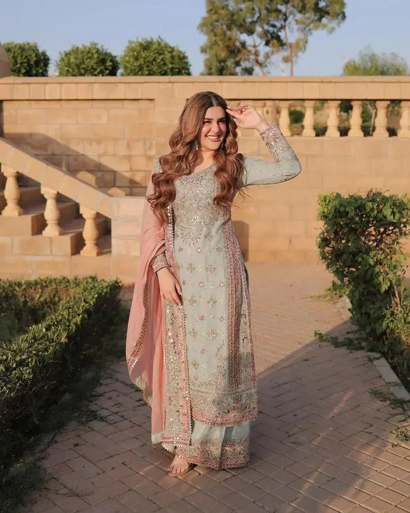 FAUX GEORGETTE KURTA SET-Dhaaga