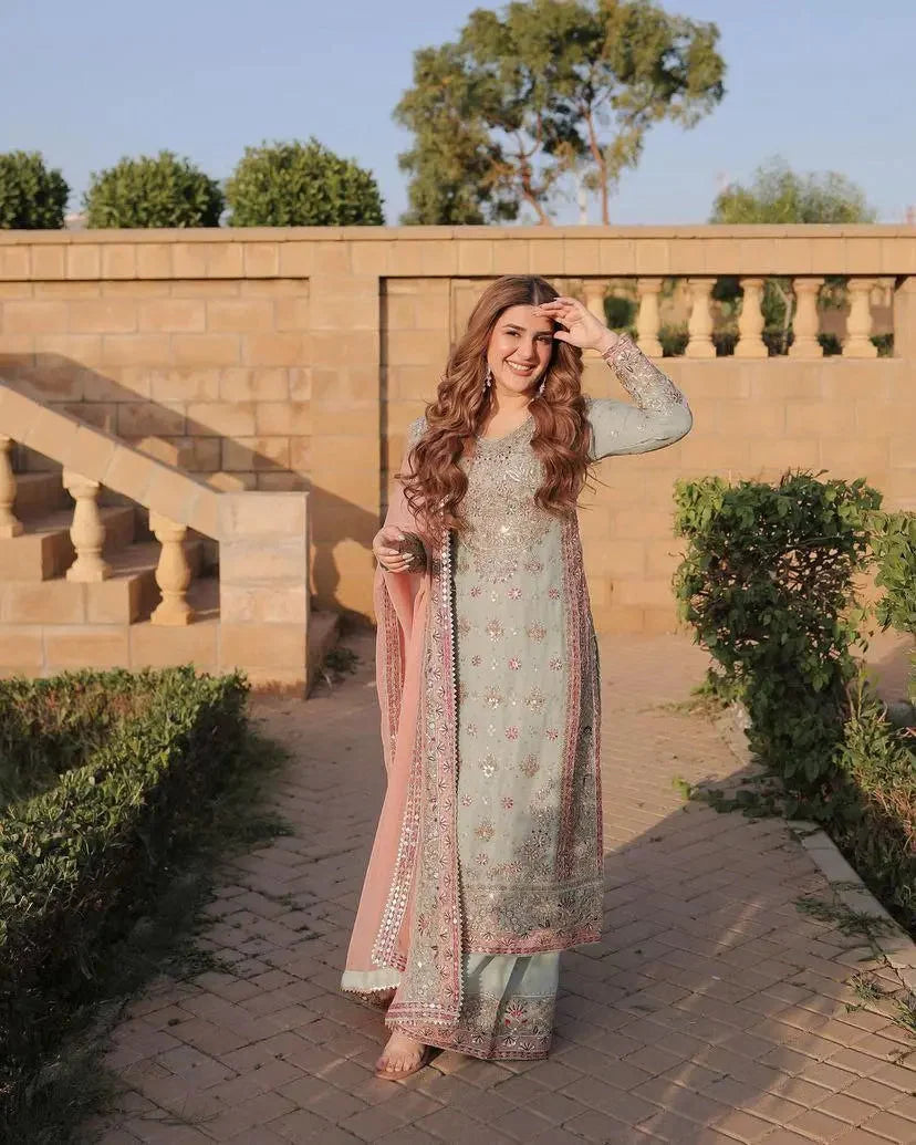 FAUX GEORGETTE KURTA SET-Dhaaga