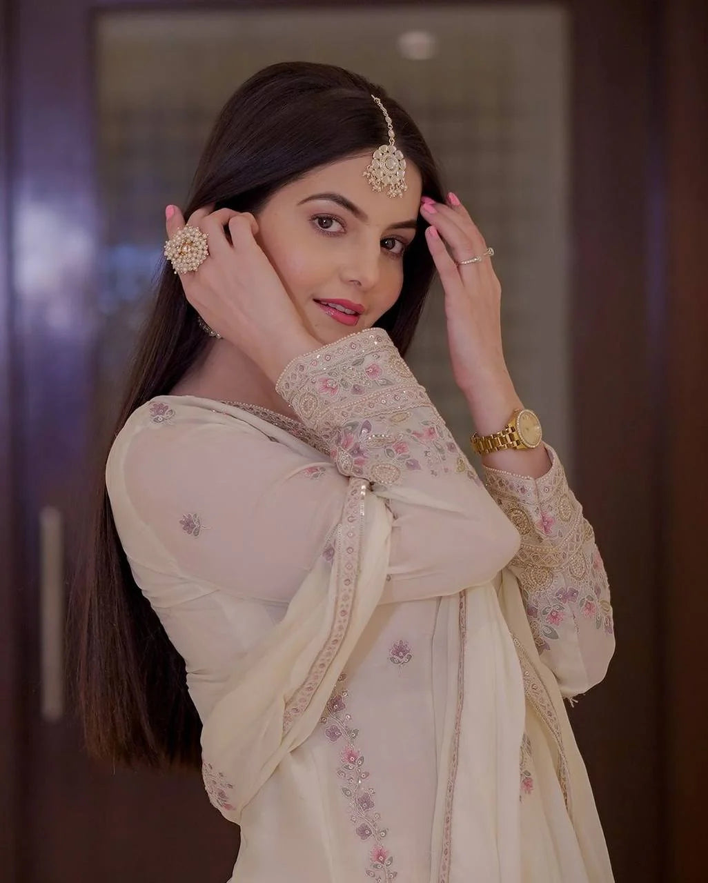 Rupal -Fully Stitched Fancy Outfit – Embroidered & Sequined Top with Plazzo and Dupatta