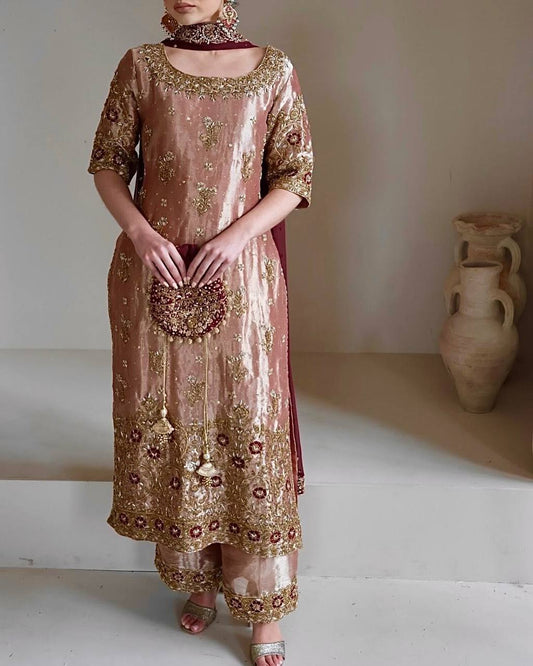 Occasion-Ready Fancy Plazzo Set with Heavy Embroidery & Sparkle Sequins