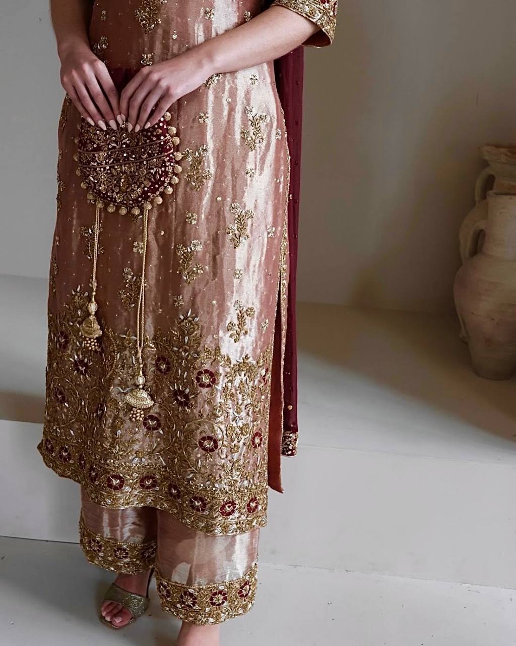 Occasion-Ready Fancy Plazzo Set with Heavy Embroidery & Sparkle Sequins