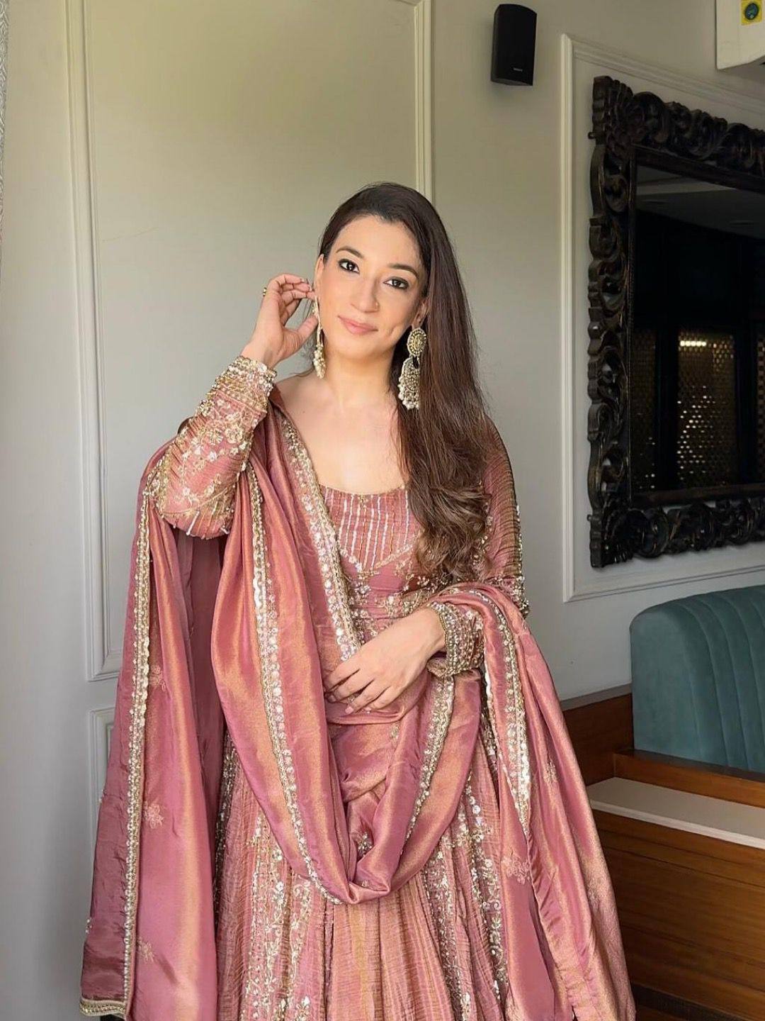 Ankita Embroidery Full Sleeve Gown Set with Coordinated Lehenga in Party Wear Style