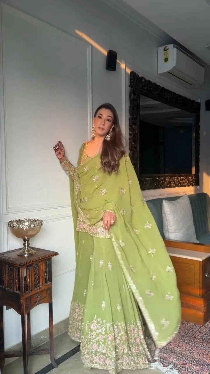 Viaana-SR Heavy Faux Georgette Sharara pair