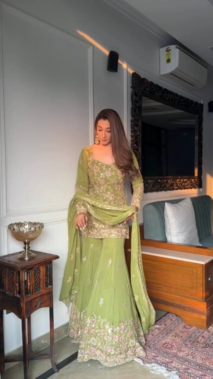 Viaana-SR Heavy Faux Georgette Sharara pair
