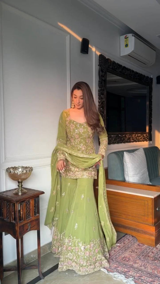 Viaana-SR Heavy Faux Georgette Sharara pair