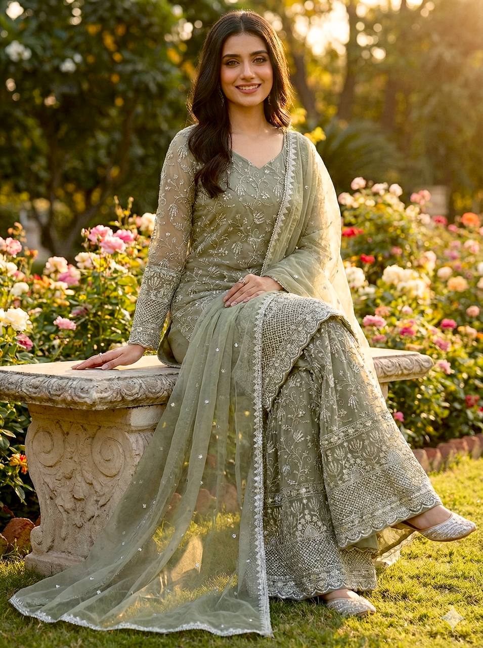 Nensi-NSR Pure GMY SILK Top Sharara set
