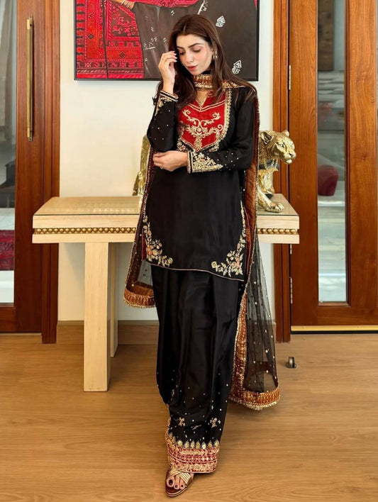 Dipika-HK-embroidered top with sequins work Top plazzo set