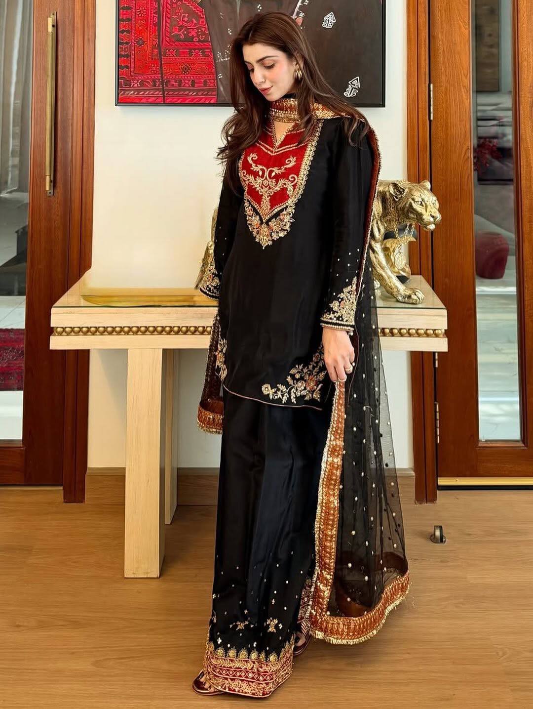 Dipika-HK-embroidered top with sequins work Top plazzo set