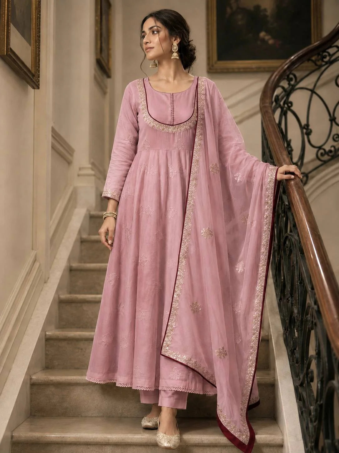 Akshita - HK Pure Roman Cotton embroidered gown