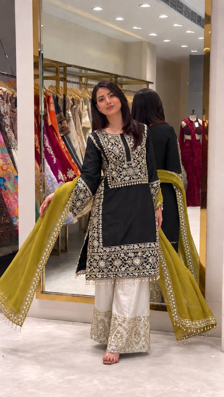 Durga - HK Pure Natural Crepe Silk suit set
