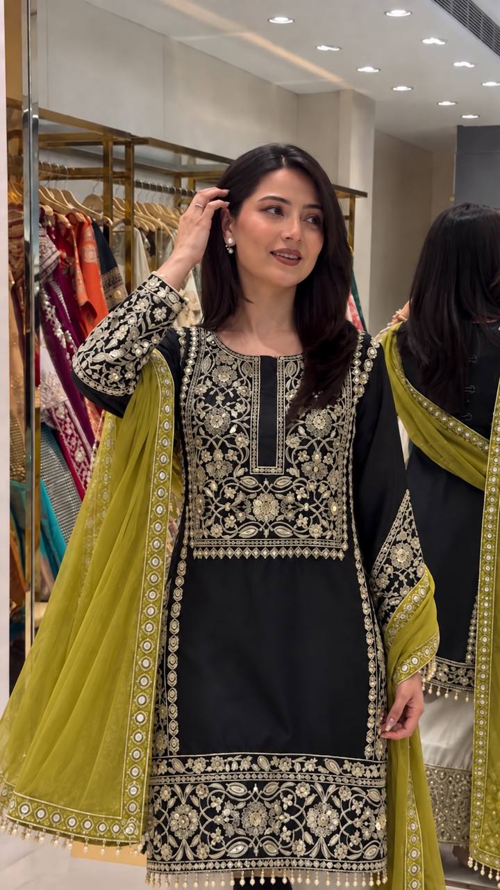 Durga - HK Pure Natural Crepe Silk suit set