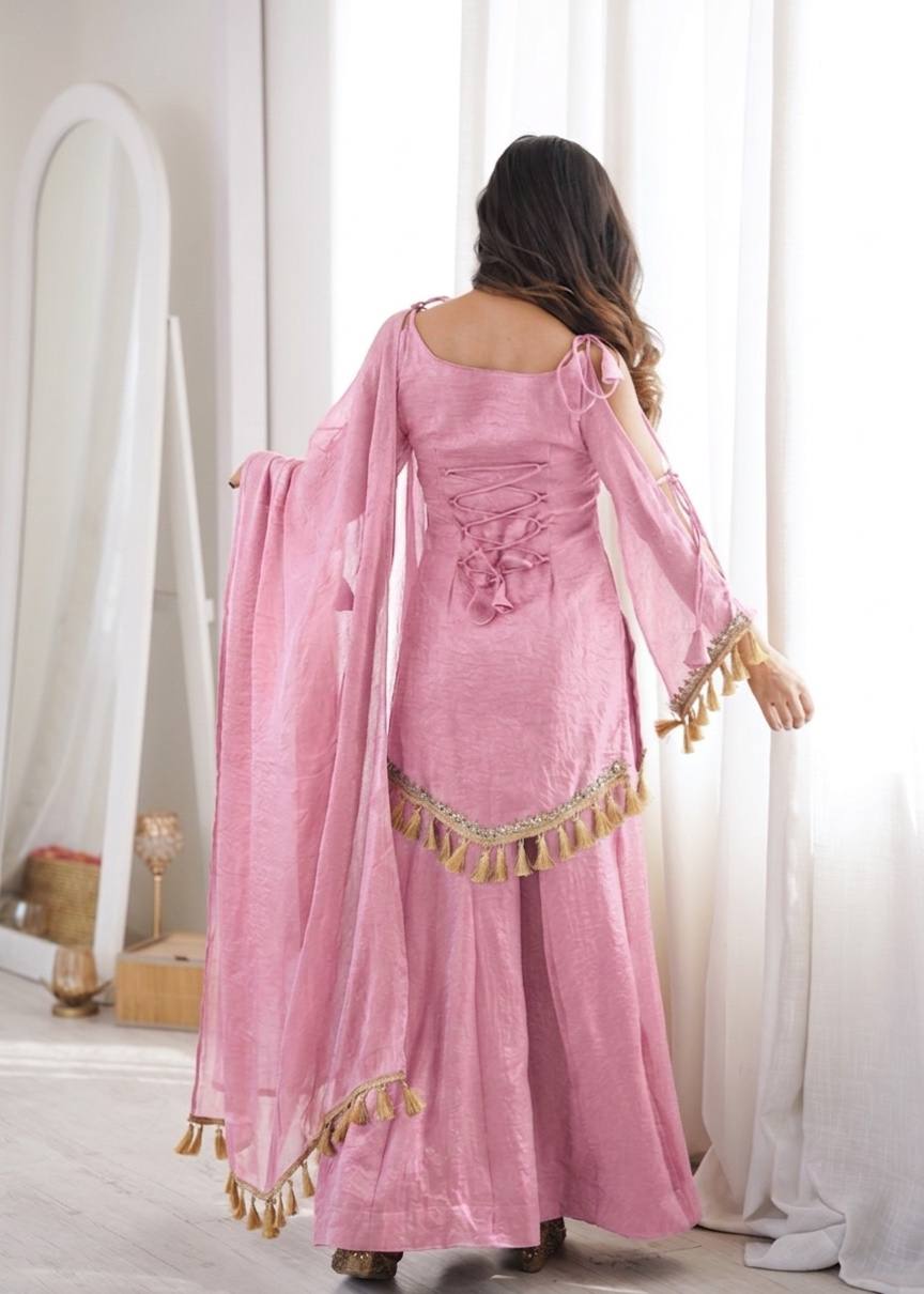 Gulabo Pink Embroidered Sharara Set